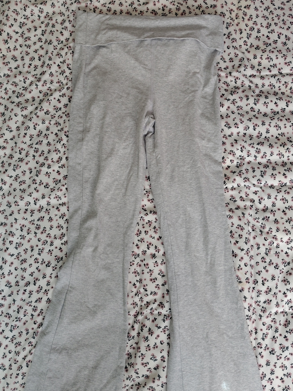 Light Gray Foldover Flare Yoga Pants